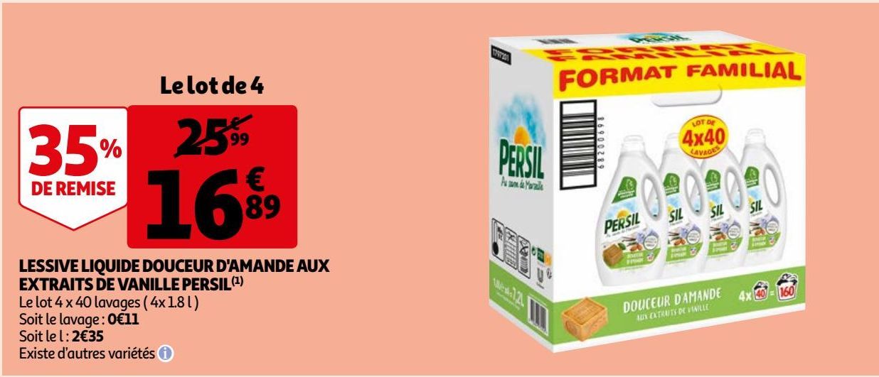 LESSIVE LIQUIDE DOUCEUR D'AMANDE AUX EXTRAITS DE VANILLE PERSIL(1)