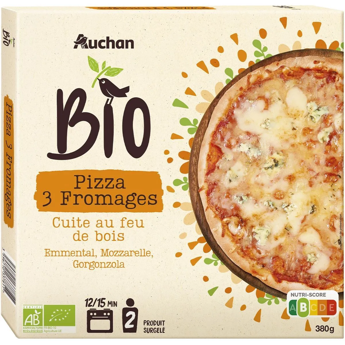 pizza 3 fromages auchan bio