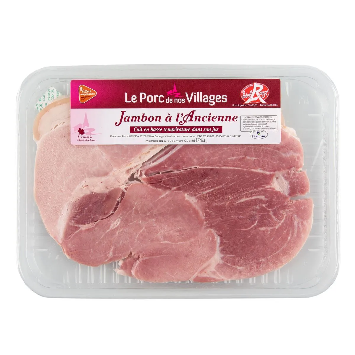 jambon cuit à l'ancienne label rouge filière auchan cultivons le bon