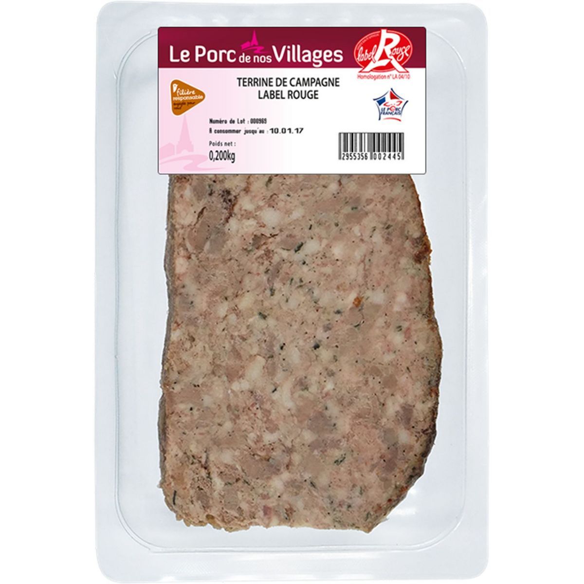 TERRINE DE CAMPAGNE LABEL ROUGE FILIÈRE AUCHAN CULTIVONS LE BON