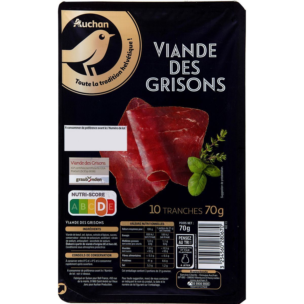 VIANDE DES GRISONS AUCHAN GOURMET