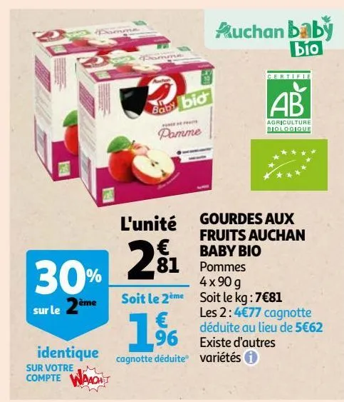 gourdes aux fruits auchan baby bio