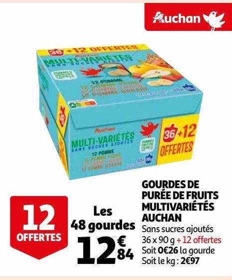 GOURDES DE PURÉE DE FRUITS MULTIVARIÉTÉS AUCHAN