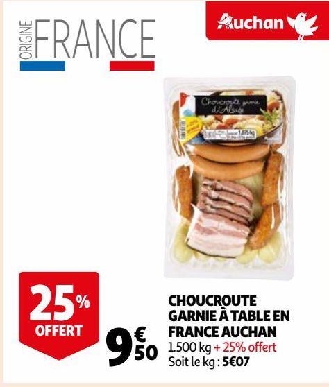 CHOUCROUTE GARNIE À TABLE EN FRANCE AUCHAN