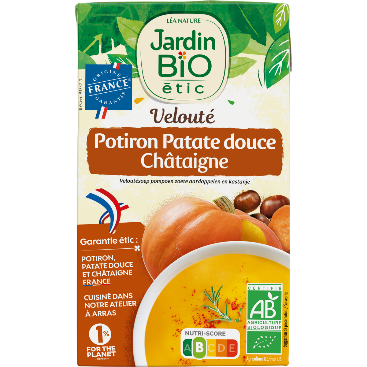 VELOUTÉ BIO POTIRON, PATATE DOUCE, CHÂTAIGNE JARDIN BIO