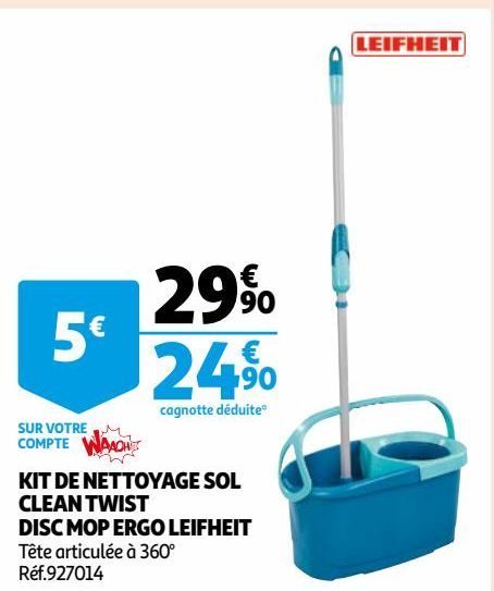 KIT DE NETTOYAGE SOL CLEAN TWIST DISC MOP ERGO LEIFHEIT