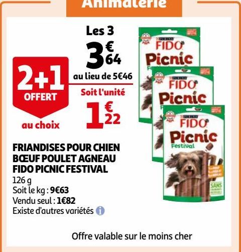 FRIANDISES POUR CHIEN BŒUF POULET AGNEAU FIDO PICNIC FESTIVAL