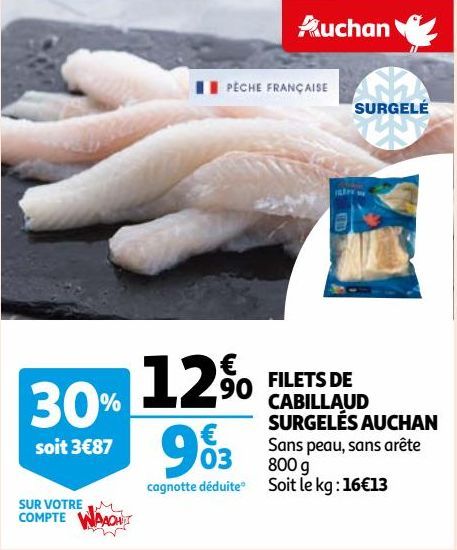 FILETS DE CABILLAUD SURGELÉS AUCHAN