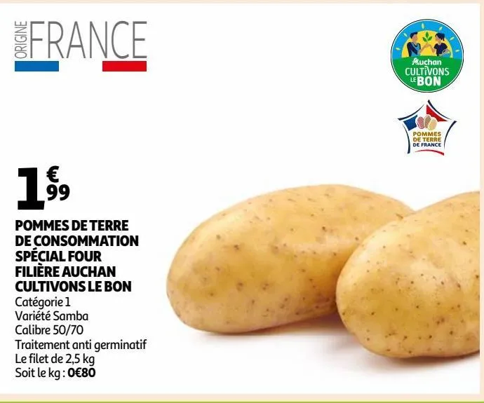 pommes de terre de consommation spécial four filière auchan cultivons le bon