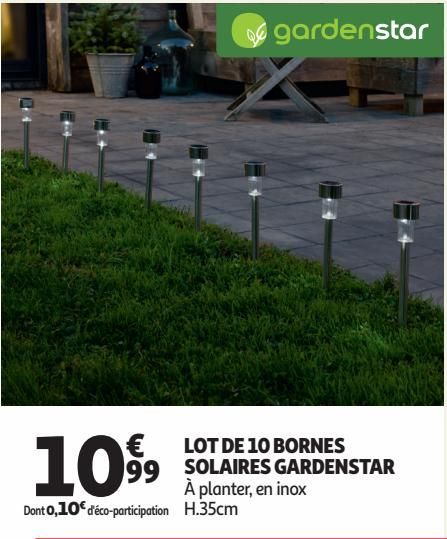 LOT DE 10 BORNES SOLAIRES GARDENSTAR