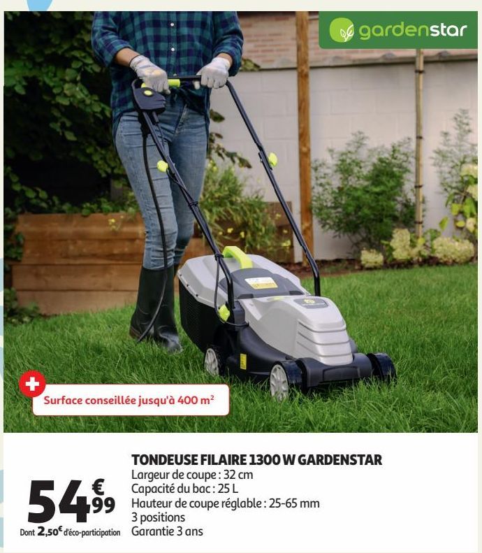 TONDEUSE FILAIRE 1300 W GARDENSTAR