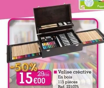 -50%/1  15 €00  29€99  valise créative en bois 115 pièces ref. 221075 