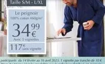 taille s/m-l/xl  le peignoir 100% coton 460g/m  3499⁹  avec 5 vignettes  1175 