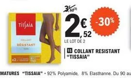tissaia  bolant resistant  603)  le lot de 2  52  -30%  15 collant resistant "tissaia" 