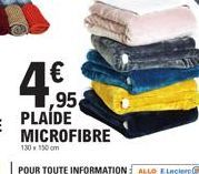 €  ,95  PLAIDE MICROFIBRE  130 x 150 cm 