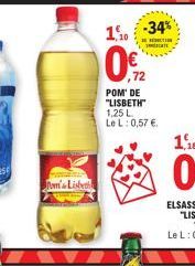 Tom&Lisbeth  1% -34%  0.  012  POM' DE "LISBETH" 1,25 L Le L: 0,57 €  T 