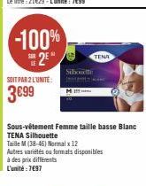 -100% 2*  SOIT PAR 2 L'UNITE:  3699  Silhouette  TENA  Sous-vêtement Femme taille basse Blanc TENA Silhouette  Taille M (38-46) Normal x 12  Autres variétés ou formats disponibles à des prix différent