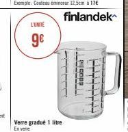 L'UNITÉ  9€  finlandek  Verre gradué 1 litre En verre  ----  Hoops  CTTTTTY 