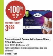 -100% 2*  SOIT PAR 2 L'UNITE:  3699  Silhouette  TENA  Sous-vêtement Femme taille basse Blanc TENA Silhouette  Taille M (38-46) Normal x 12  Autres variétés ou formats disponibles à des prix différent