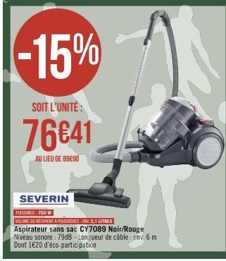 aspirateur sans sac severin