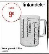 l'unité  9€  finlandek  verre gradué 1 litre en verre  ----  hoops  cttttty 
