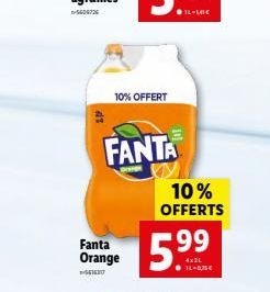 Fanta Orange  10% OFFERT  FANTA  15.9⁹9  ● 14-0,75€  10% OFFERTS 