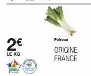 2€  le kg  poireau  origine  france 