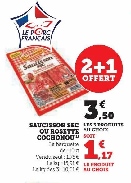 saucisson sec ou rosette cochonou