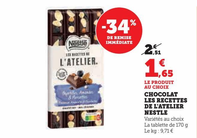 CHOCOLAT  LES RECETTES  DE L'ATELIER  NESTLE