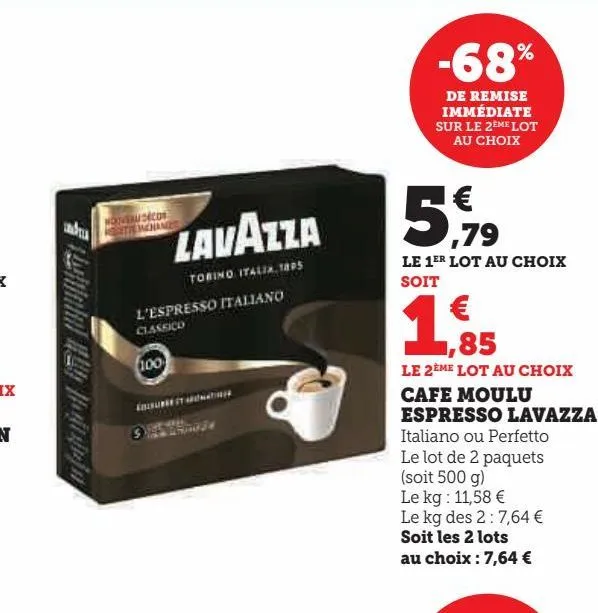 cafe moulu  espresso lavazza