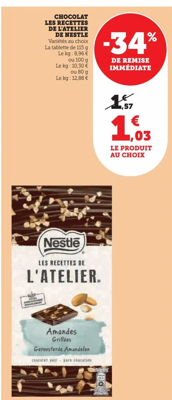 chocolat  les recettes  de l'atelier  de nestle