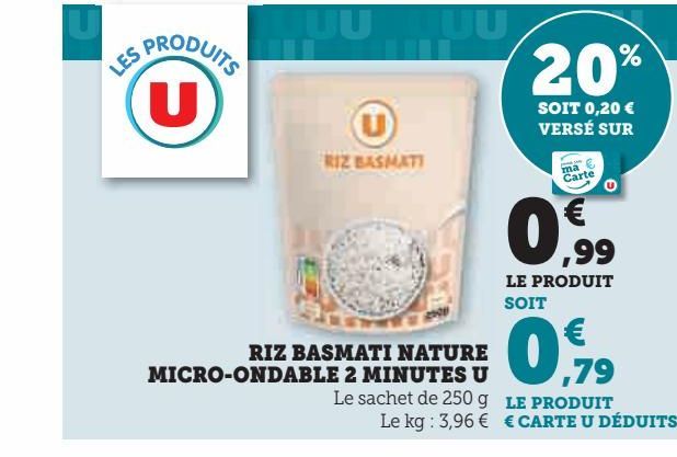 RIZ BASMATI NATURE  MICRO-ONDABLE 2 MINUTES U