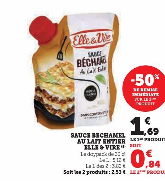 SAUCE BECHAMEL AU LAIT ENTIER ELLE & VIRE (