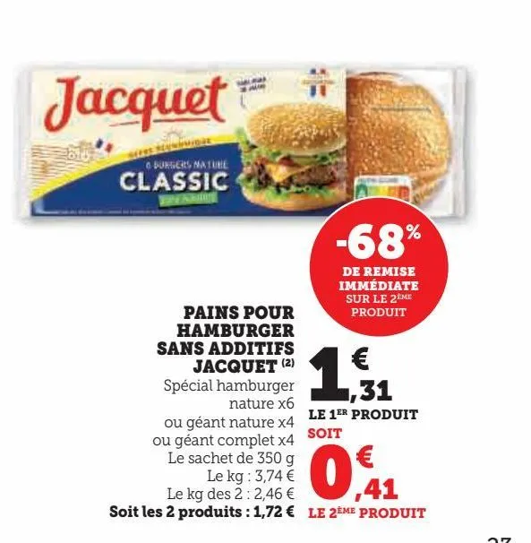 pains pour hamburger sans additifs jacquet