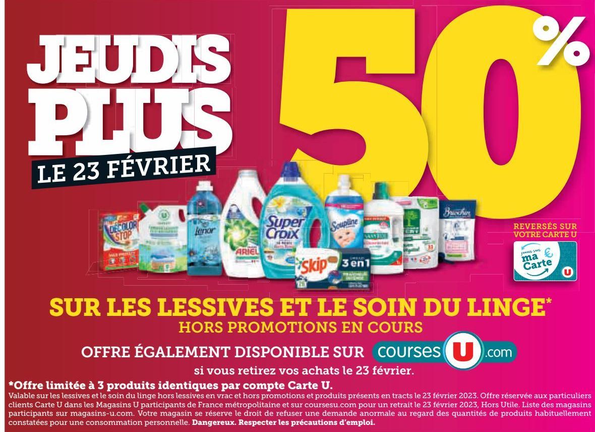 SUR LES LESSIVES ET LE SOIN DU LINGE  HORS PROMOTIONS EN COURS