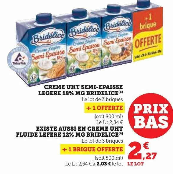 creme uht semi-epaisse legere 18% mg bridelice