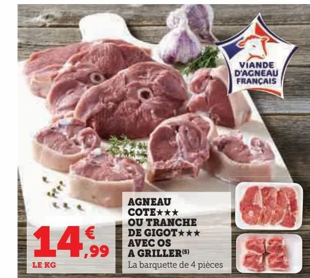 agneau cote£££ ou tranche de gigot£££ avec os a griller