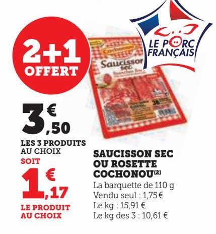 SAUCISSON SEC OU ROSETTE COCHONOU