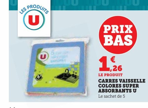 CARRES VAISSELLE COLORES SUPER ABSORBANTS U