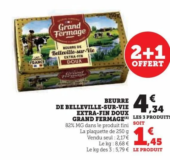 beurre de belleville-sur-vie extra-fin doux grand fermage