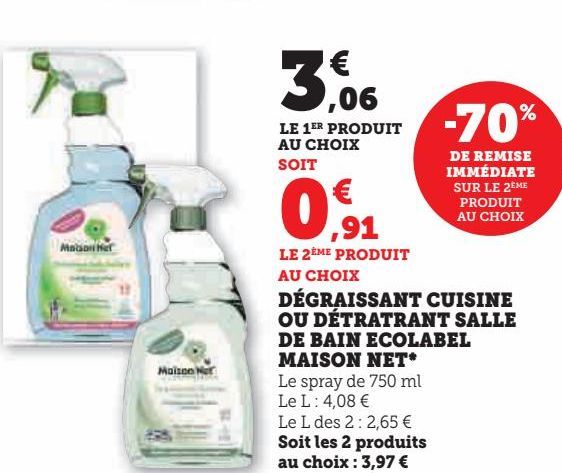 DÉGRAISSANT CUISINE OU DÉTRATRANT SALLE DE BAIN ECOLABEL MAISON NET