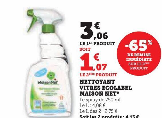 NETTOYANT VITRES ECOLABEL MAISON NET