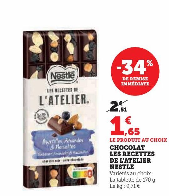 CHOCOLAT LES RECETTES DE L'ATELIER NESTLE