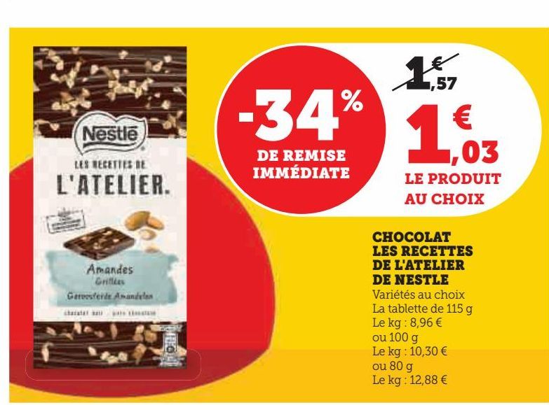 CHOCOLAT LES RECETTES DE L'ATELIER DE NESTLE