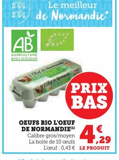 Oeufs bio l'oeuf de Normandie