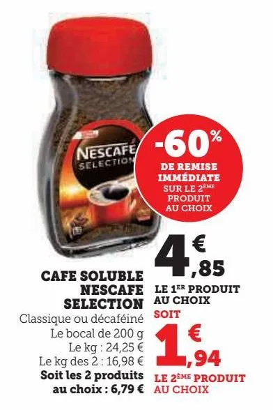 NESCAFE SELECTION CAFE SOLUBLE 200G