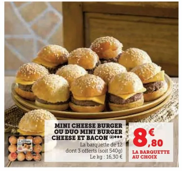 mini cheese burger ou duo mini burger cheese et bacon ***