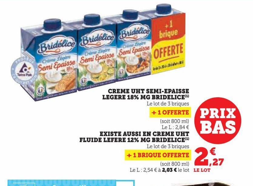 creme uht semi-epaisse legere 18% mg Bridélice