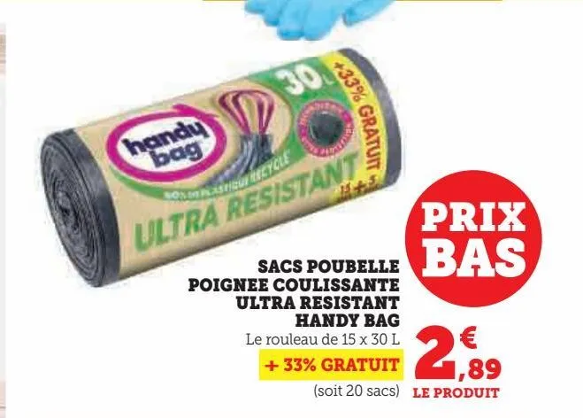 sacs poubelle poignee coulissante ultra bag