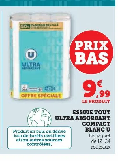 essuit tout ultra absorbant compact blanc u